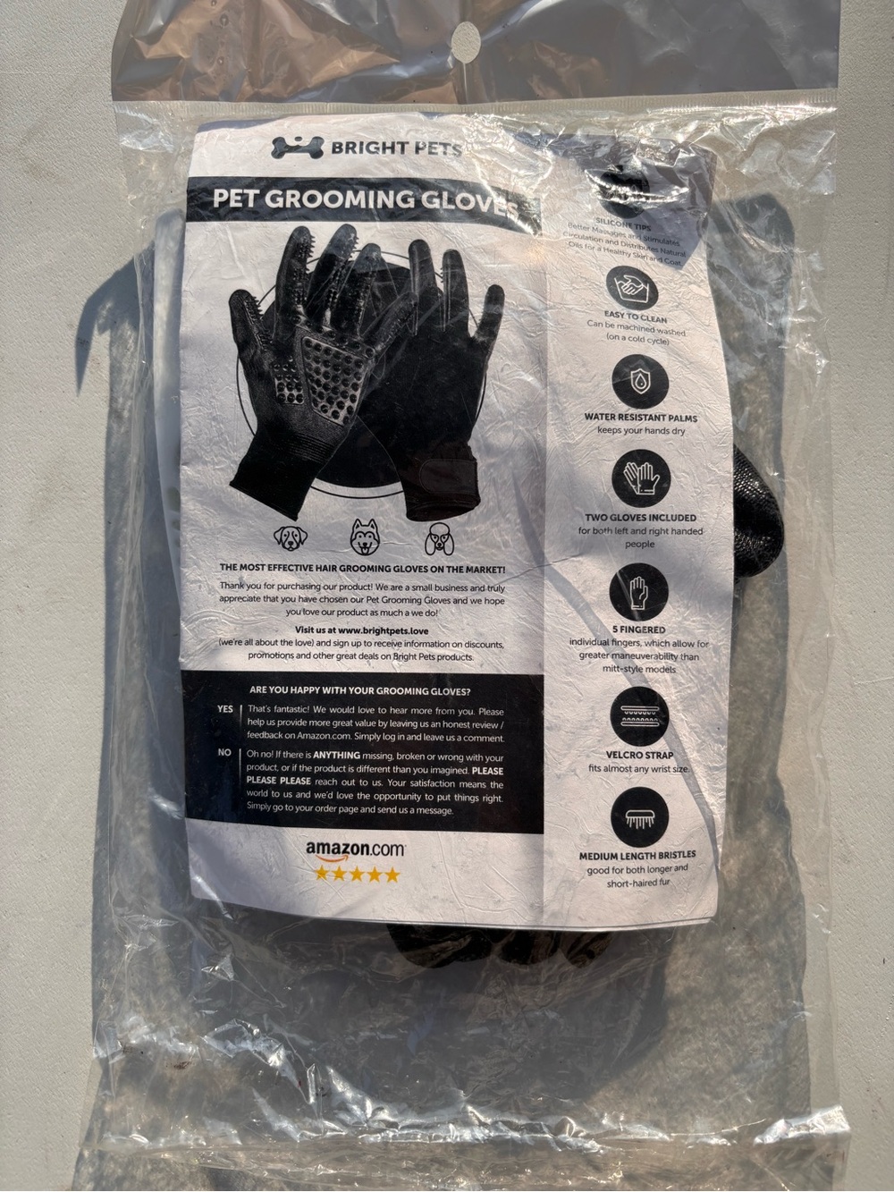 Black Pet Grooming Gloves - Deshedding & Massage